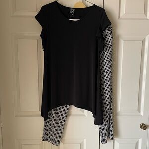 Clara Sun Woo | 2 pc pant outfit. Tunic. Abstract print pant. Size S. Made USA